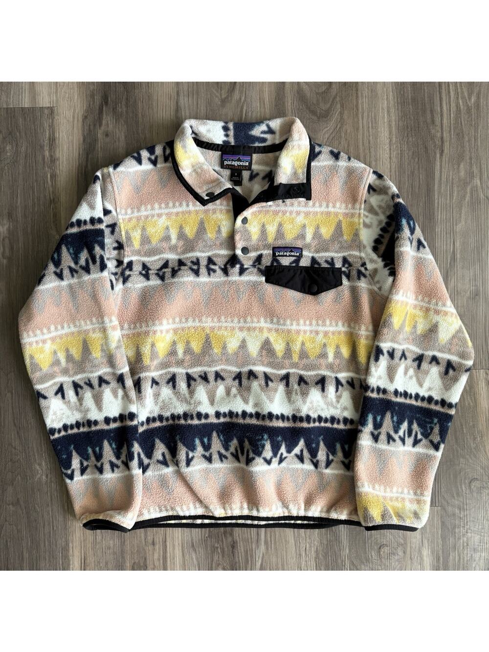 Patagonia Synchilla Fleece Snap-T Pullover Womens Size S Bandicoot Marrow Print